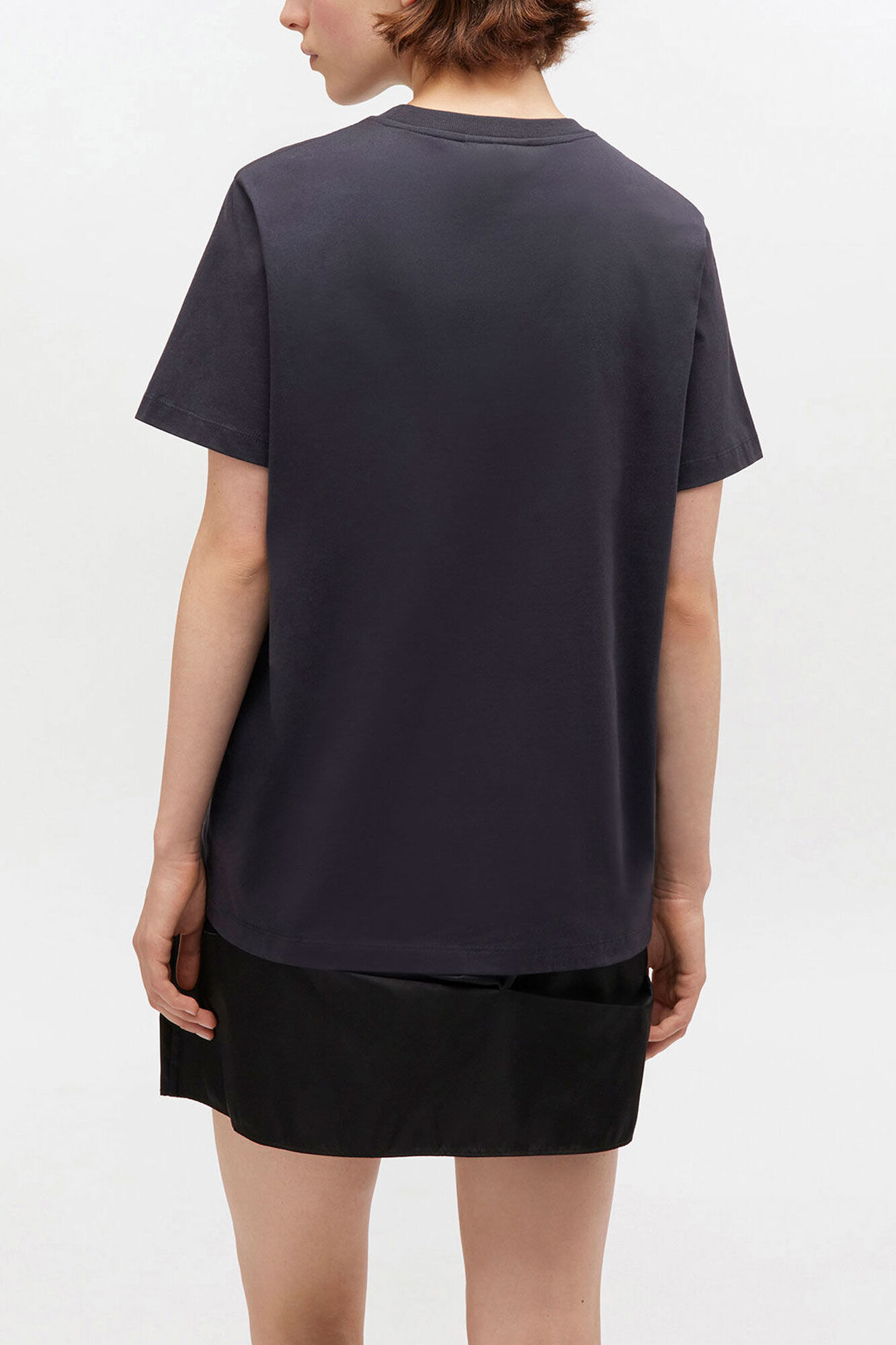 Sort T-shirt med roseprint, Organic Cotton, in colour Phantom - 3 - GANNI