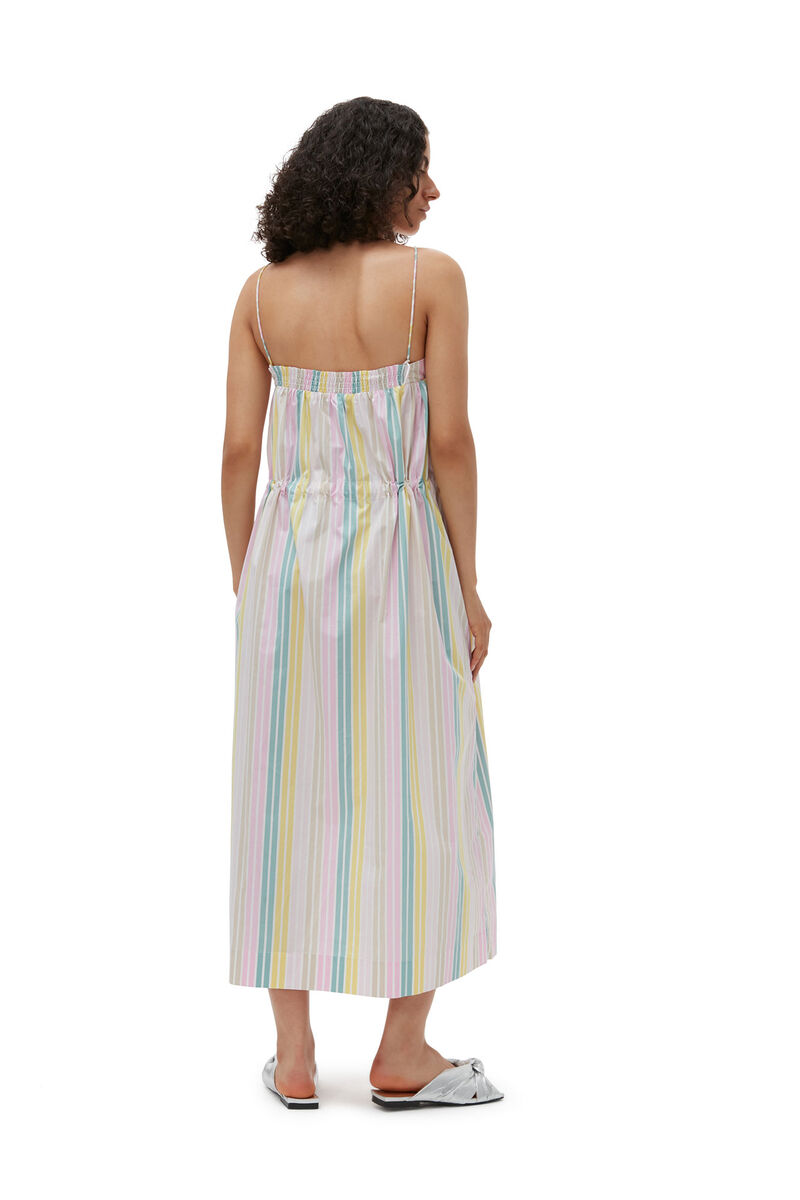 Stripe Cotton Maxi Strap Dress, Cotton, in colour Multicolour - 6 - GANNI