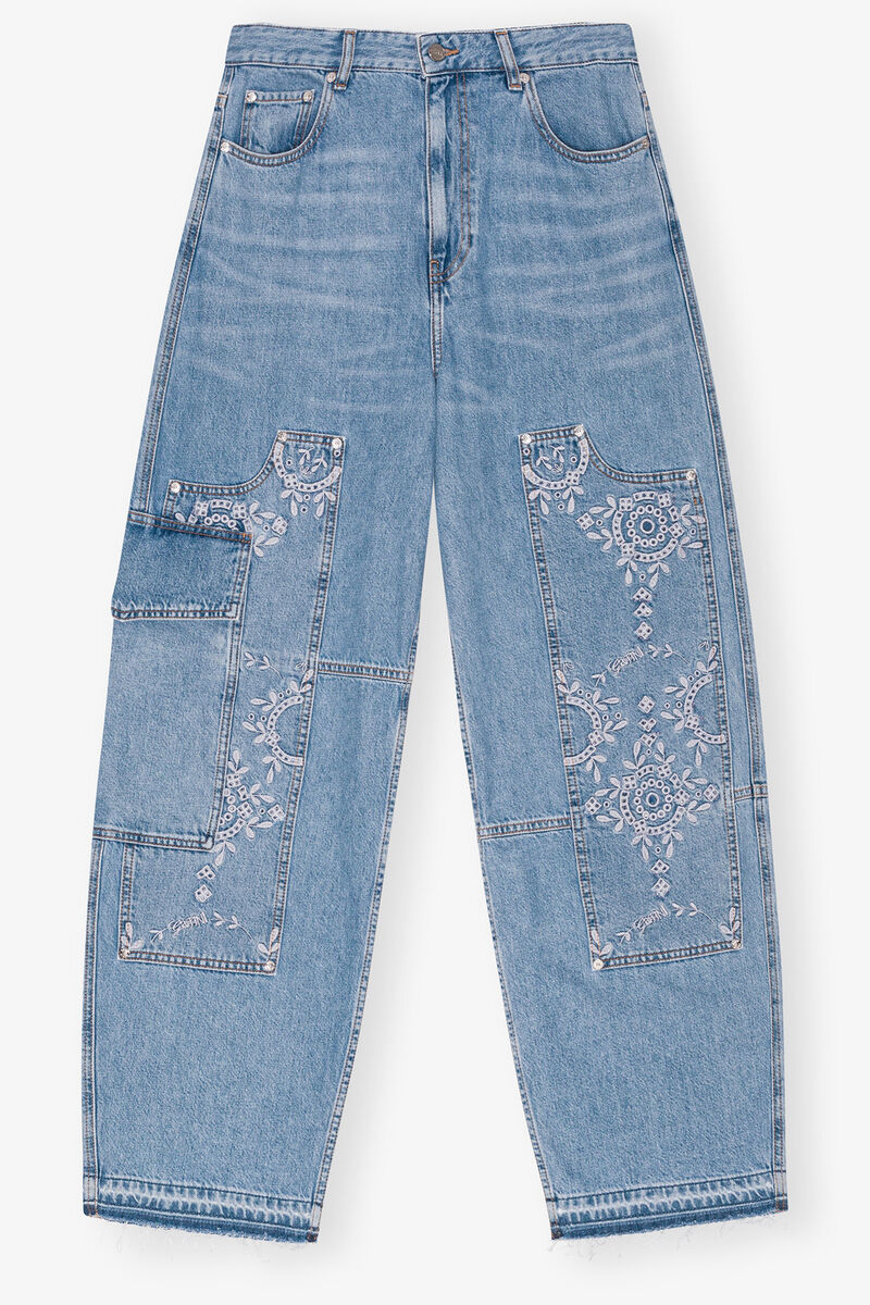 Jean Carpenter à broderie anglaise, Cotton, in colour Light Blue Stone - 1 - GANNI
