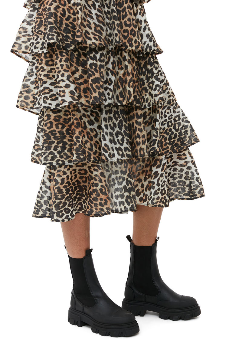 Sheer Voile Maxi Flounce Skirt, Polyester, in colour Almond Milk - 3 - GANNI