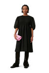 Midiklänning i krusat georgettetyg, Recycled Polyester, in colour Black - 4 - GANNI