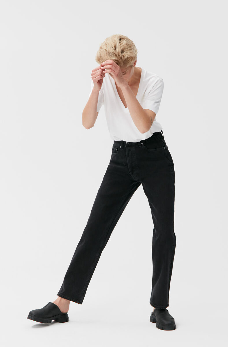 Figni jeans, Cotton, in colour Washed Black/Black - 3 - GANNI