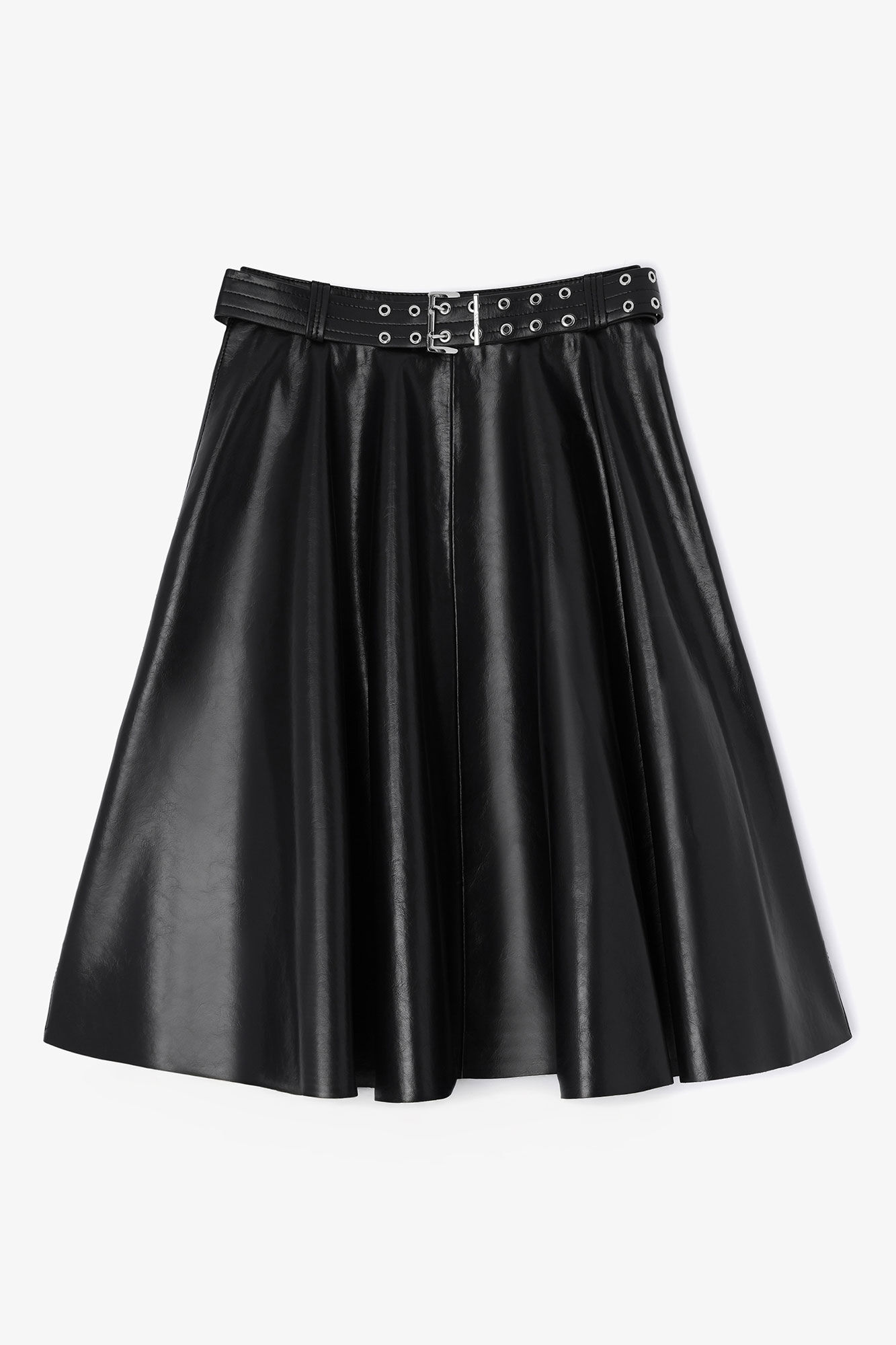 Recycled Leather Skirt, Recycled Leather, in colour Black - 1 - GANNI