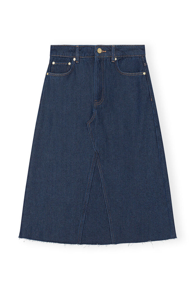 Midikjol i kraftig denim, Rinse