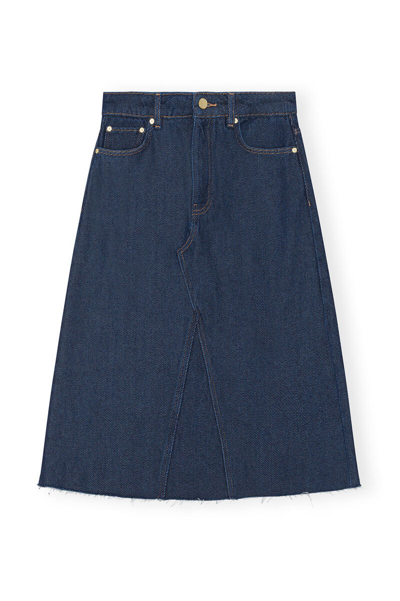 Heavy Denim Midi Skirt, Cotton, in colour Rinse - 1 - GANNI