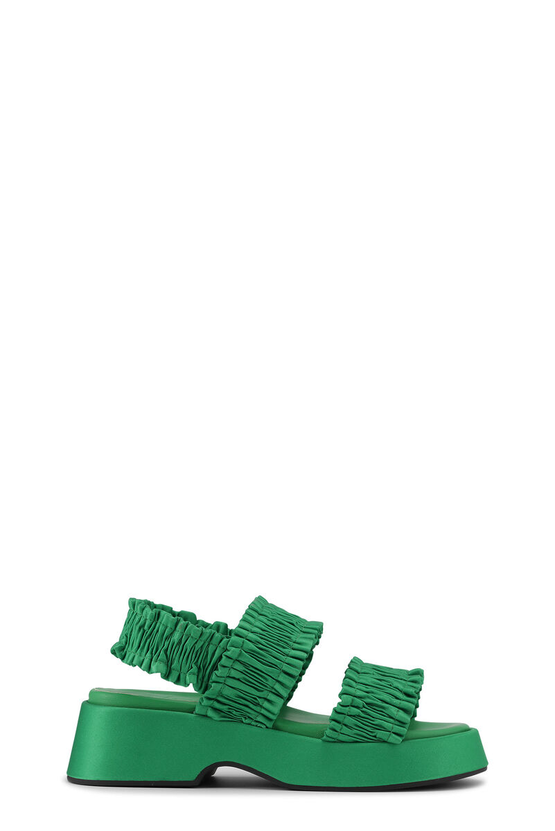 Smock Flatform Sandals , Polyester, in colour Kelly Green - 1 - GANNI