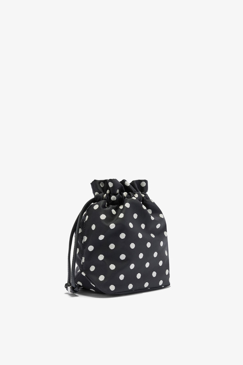 Printed Bou Bucket Pouch with Dots, in colour Black - 2 - GANNI