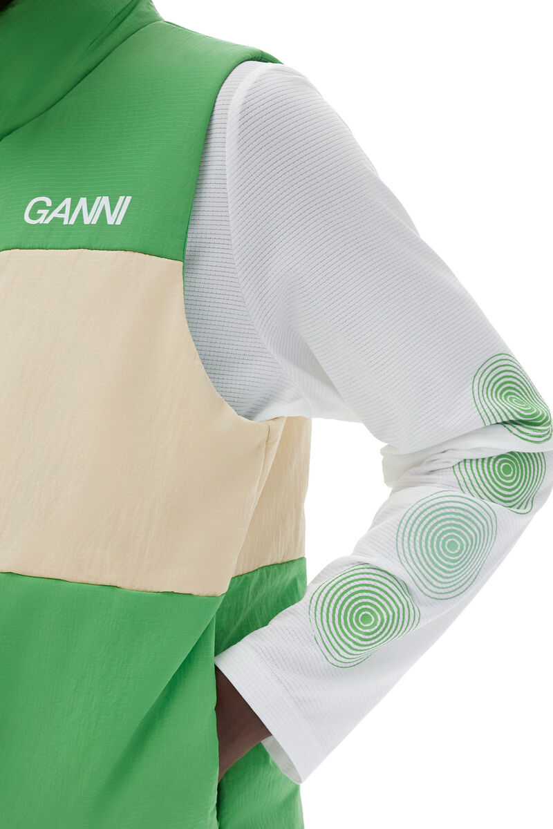 Light Tech Puffer Reversible Vest, Nylon, in colour Classic Green - 7 - GANNI