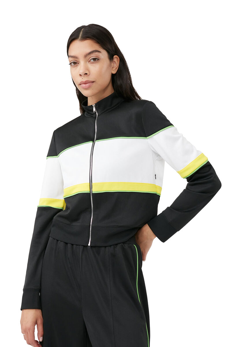 Sporty Jersey Tracksuit Jacket, Recycled Polyester, in colour Black - 4 - GANNI