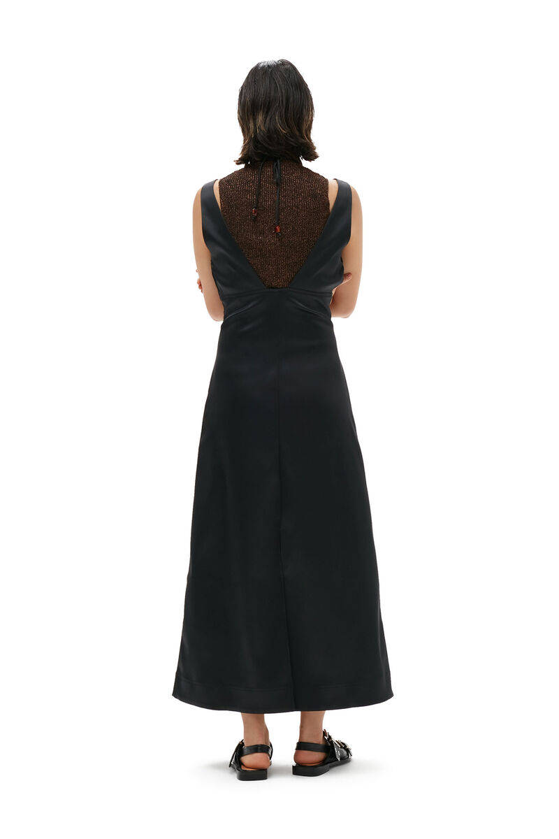 Double Satin Halter-Neck Dress, Elastane, in colour Black - 7 - GANNI