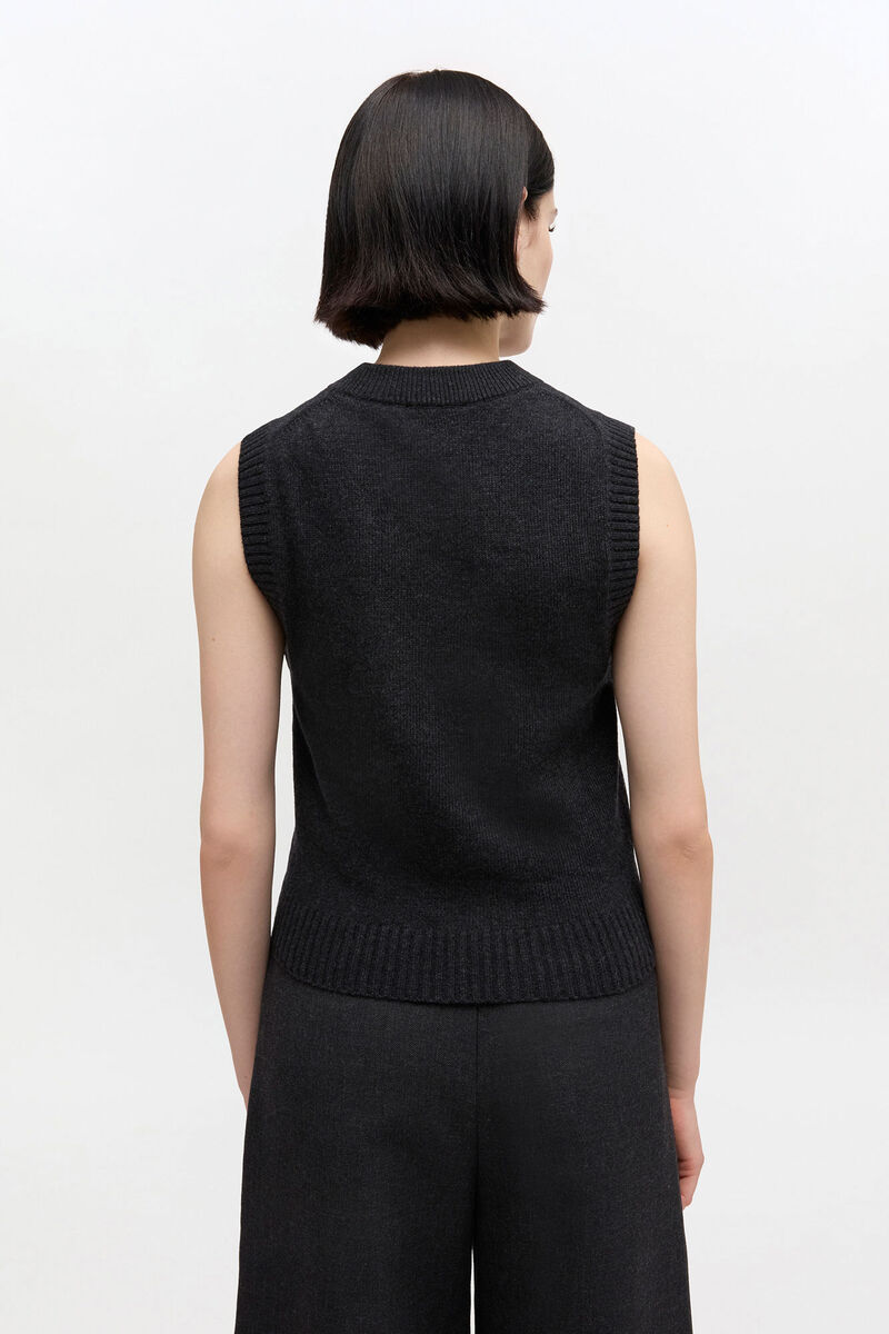 Graphic Wool Vest, in colour Black Sand - 3 - GANNI