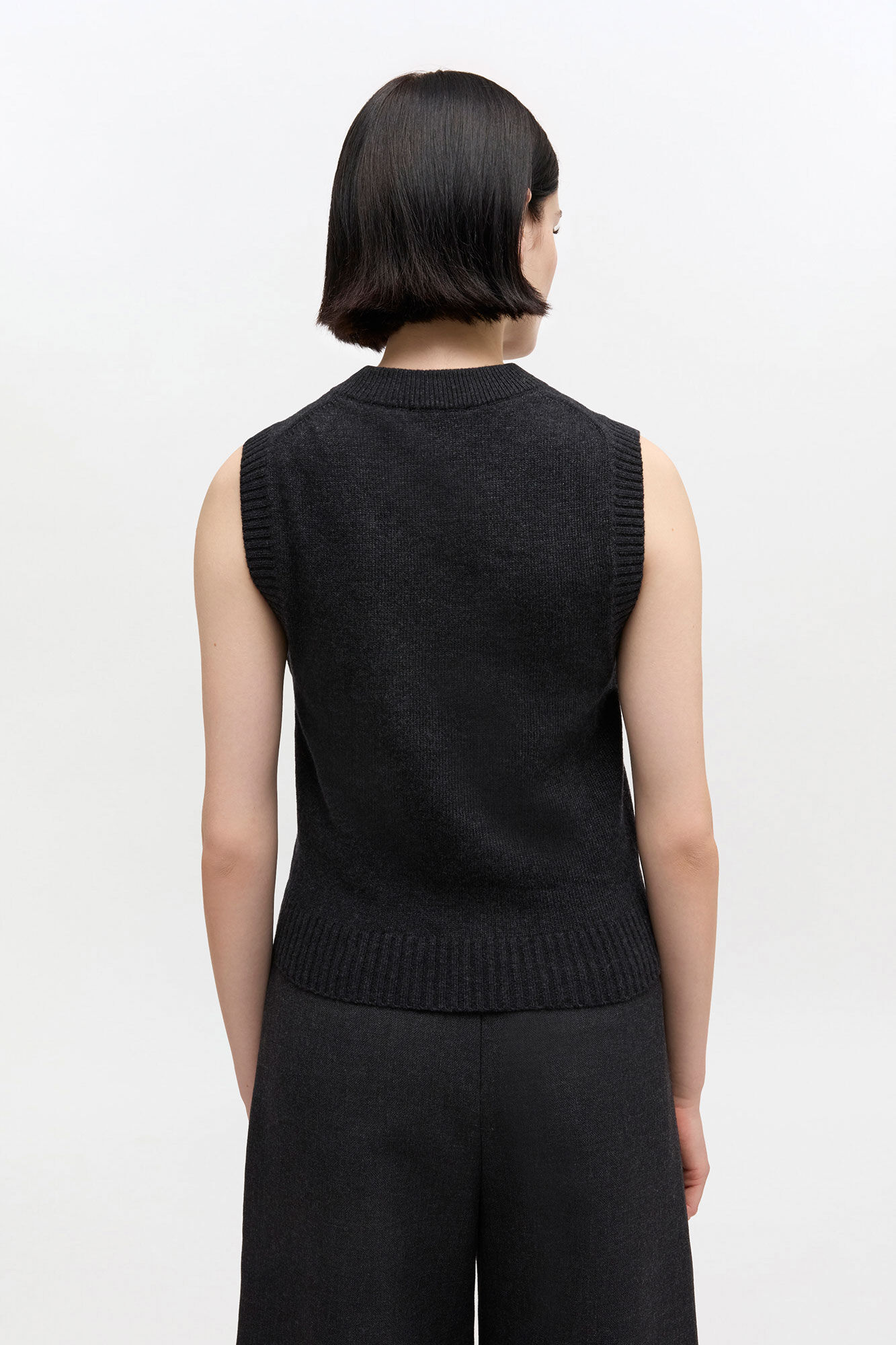 Graphic Wool Vest, in colour Black Sand - 3 - GANNI
