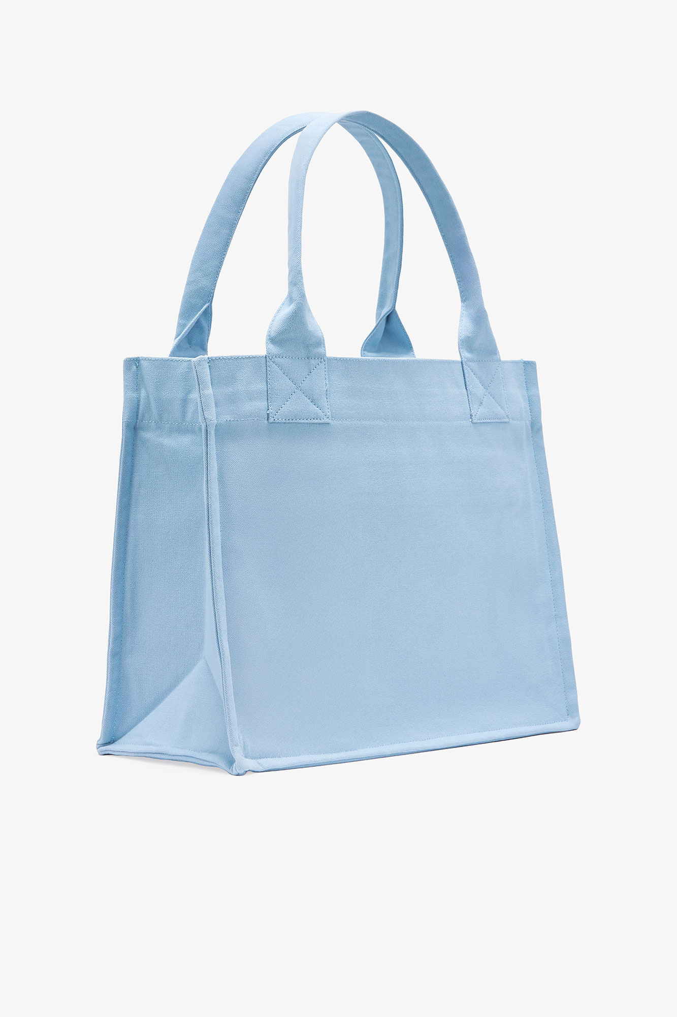 Stor tote i blå med dyreprint, Recycled Cotton, in colour Soft Chambray - 2 - GANNI