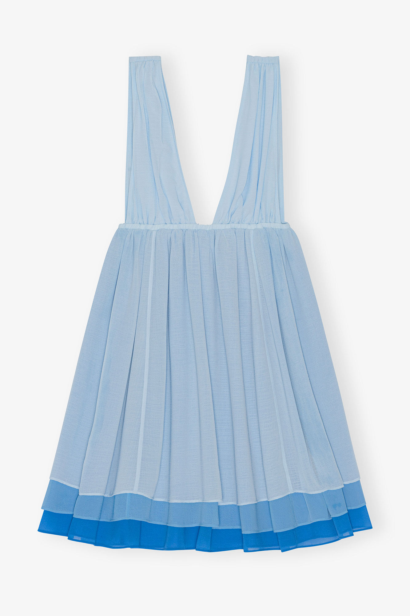 Chiffon Mini Dress, Recycled Polyester, in colour Ethereal Blue - 1 - GANNI