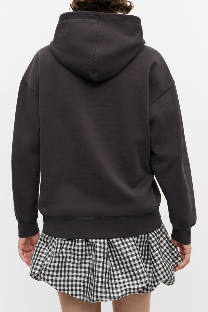 Black Animal Print Hoodie, Organic Cotton, in colour Phantom - 3 - GANNI