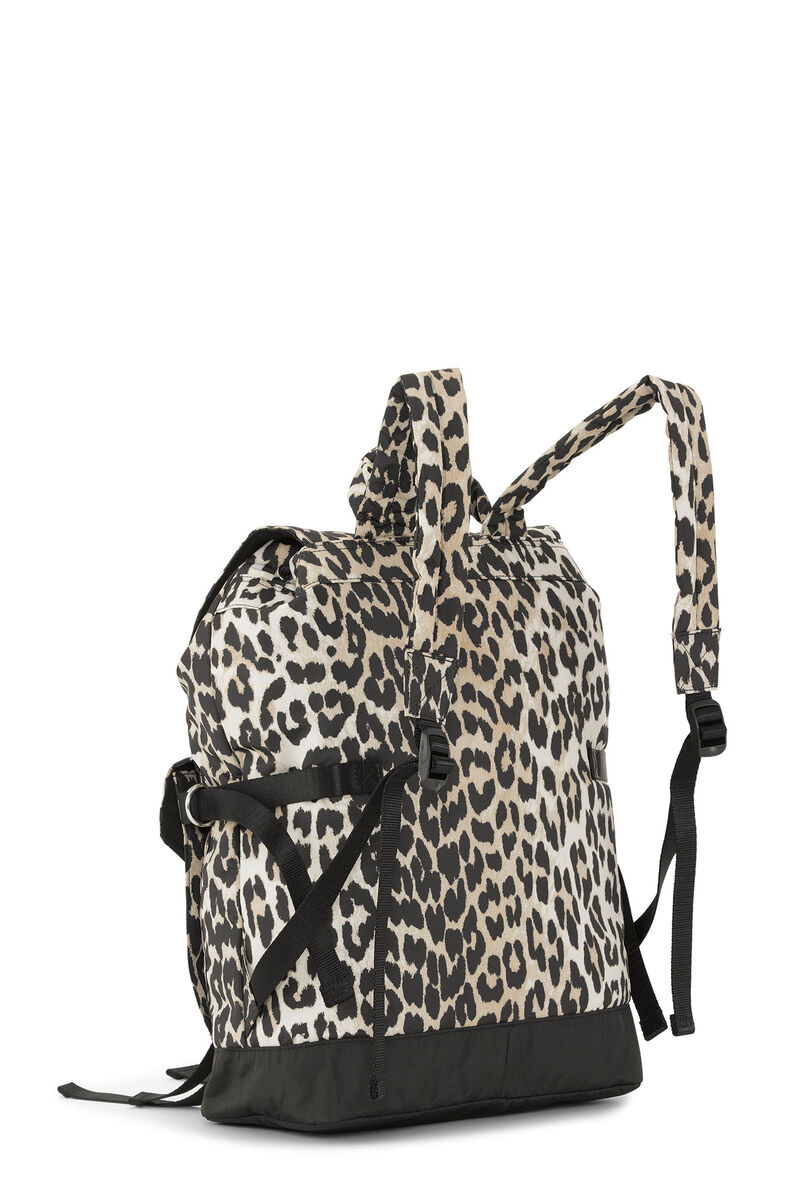 Leopardenrucksack aus Tech-Gewebe, Recycled Polyester, in colour Leopard - 2 - GANNI
