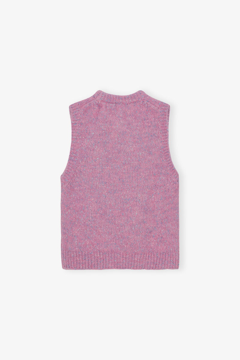 Pink Knit Vest, Alpaca, in colour Rose Violet - 2 - GANNI