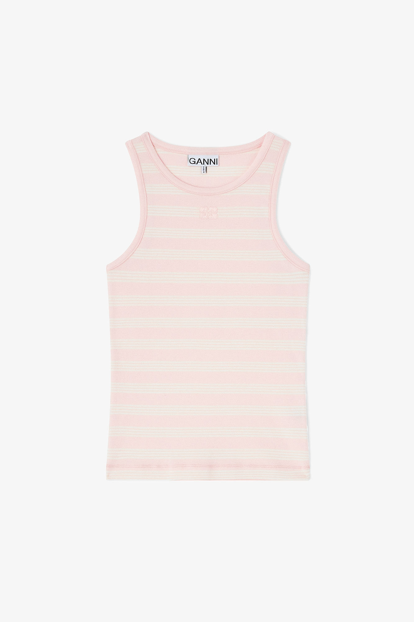 Randigt ribbat linne, in colour Chalk Pink - 1 - GANNI