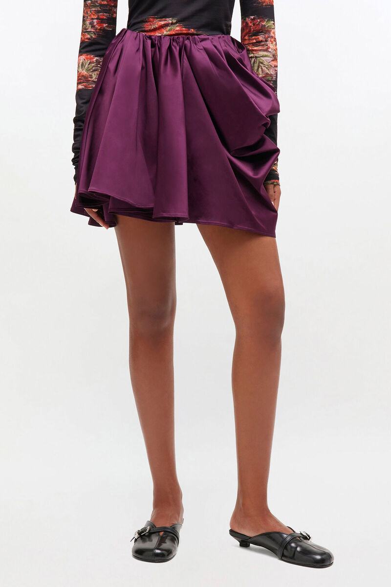 Mauve Draped Skirt, Acetate, in colour Mauve Wine - 2 - GANNI