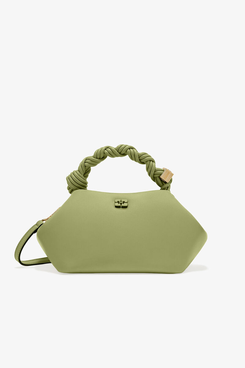 Light Green Small GANNI Bou Bag, Polyester, in colour Mosstone - 3 - GANNI