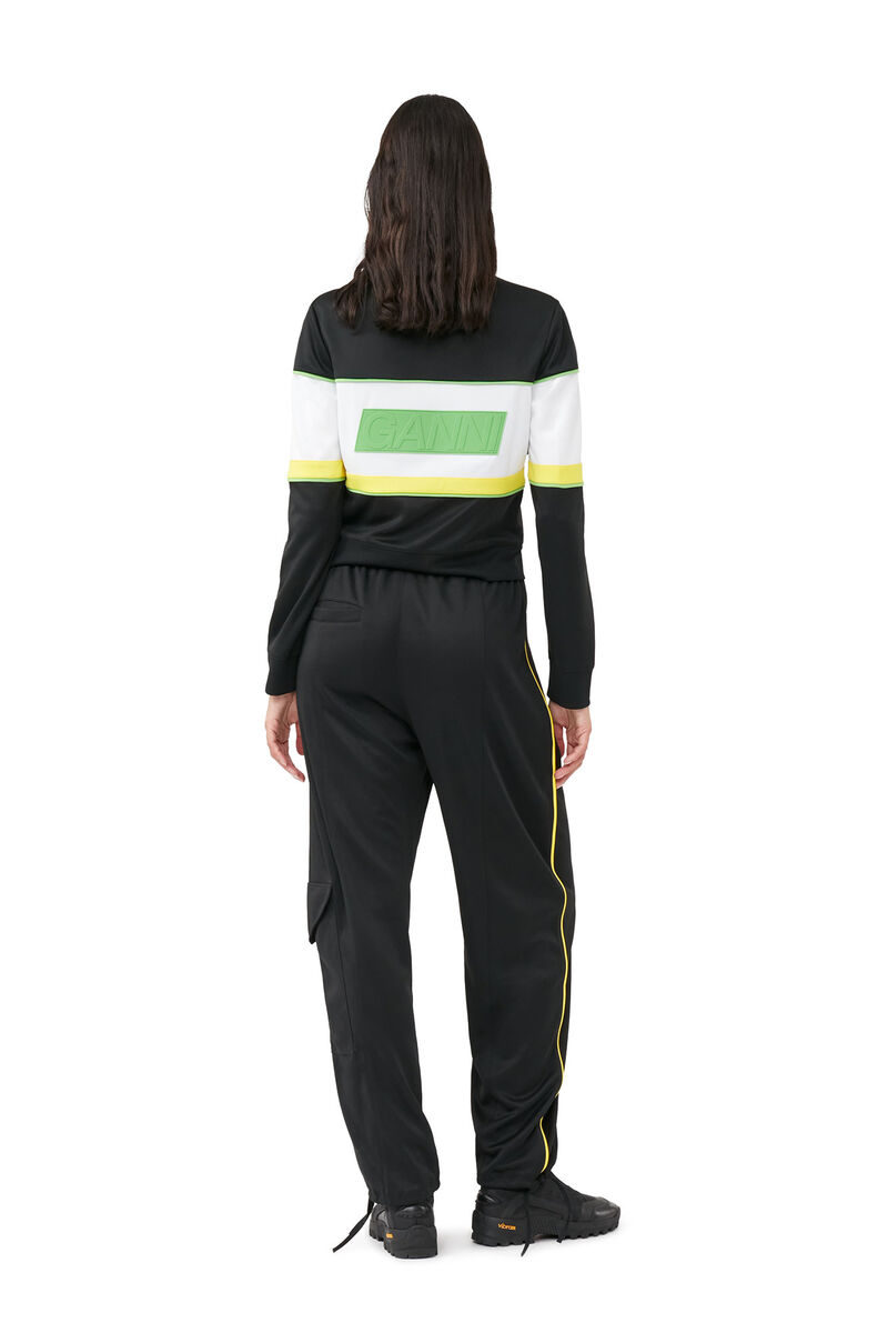 Sporty Jersey Tracksuit Jacket, Recycled Polyester, in colour Black - 2 - GANNI