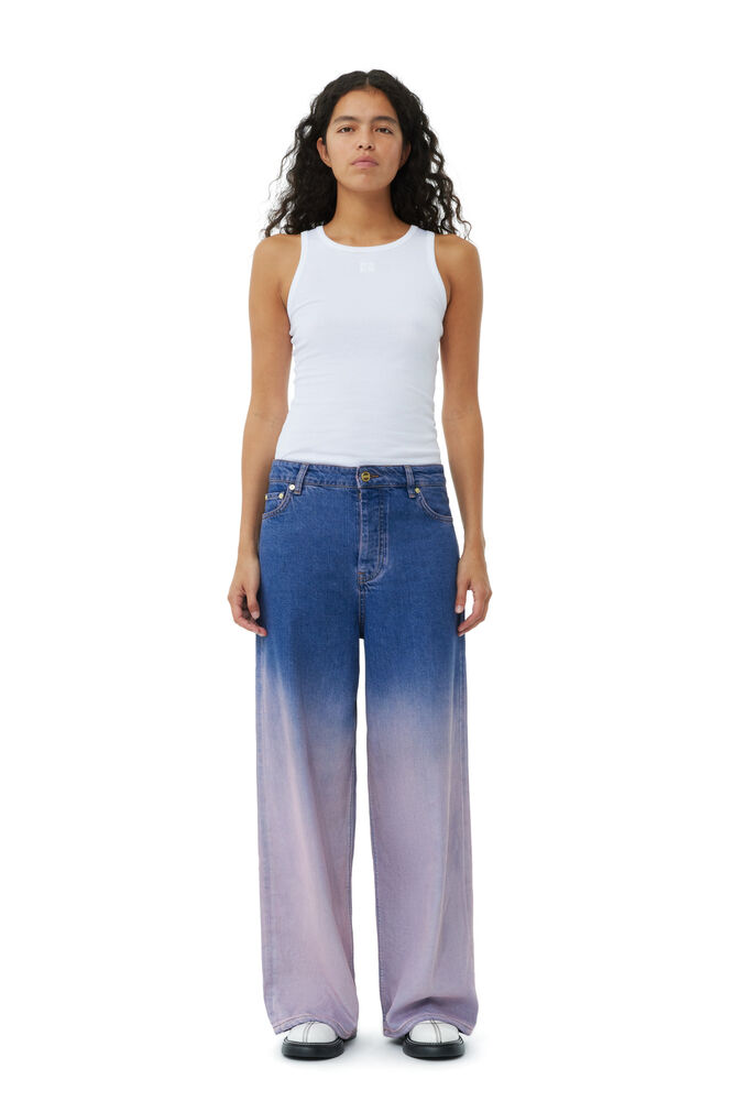Purple Bleach Future Denim Wide Jeans, Bleach