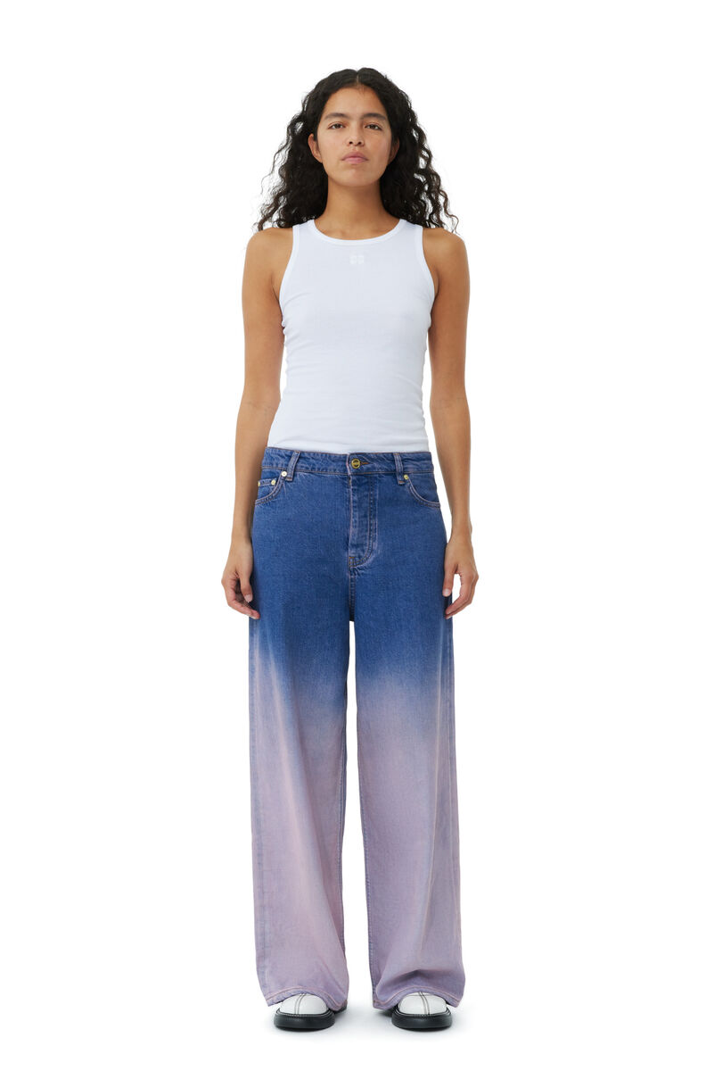 Jean Purple Bleach Future Denim Wide, Organic Cotton, in colour Bleach - 1 - GANNI