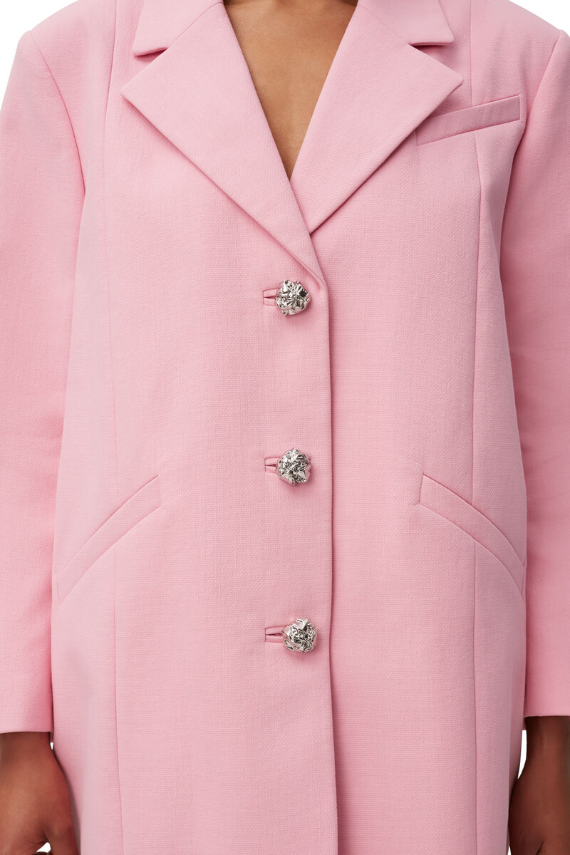 Oversized Blazer, Cotton, in colour Lilac Sachet - 4 - GANNI