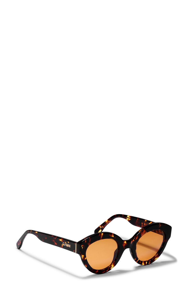 Lunettes de soleil Brown Chunky Round, Acetate, in colour Brandy Brown - 2 - GANNI