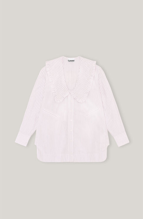 Ganni Stripe Cotton Oversized Shirt Cherry Blossom Size 34