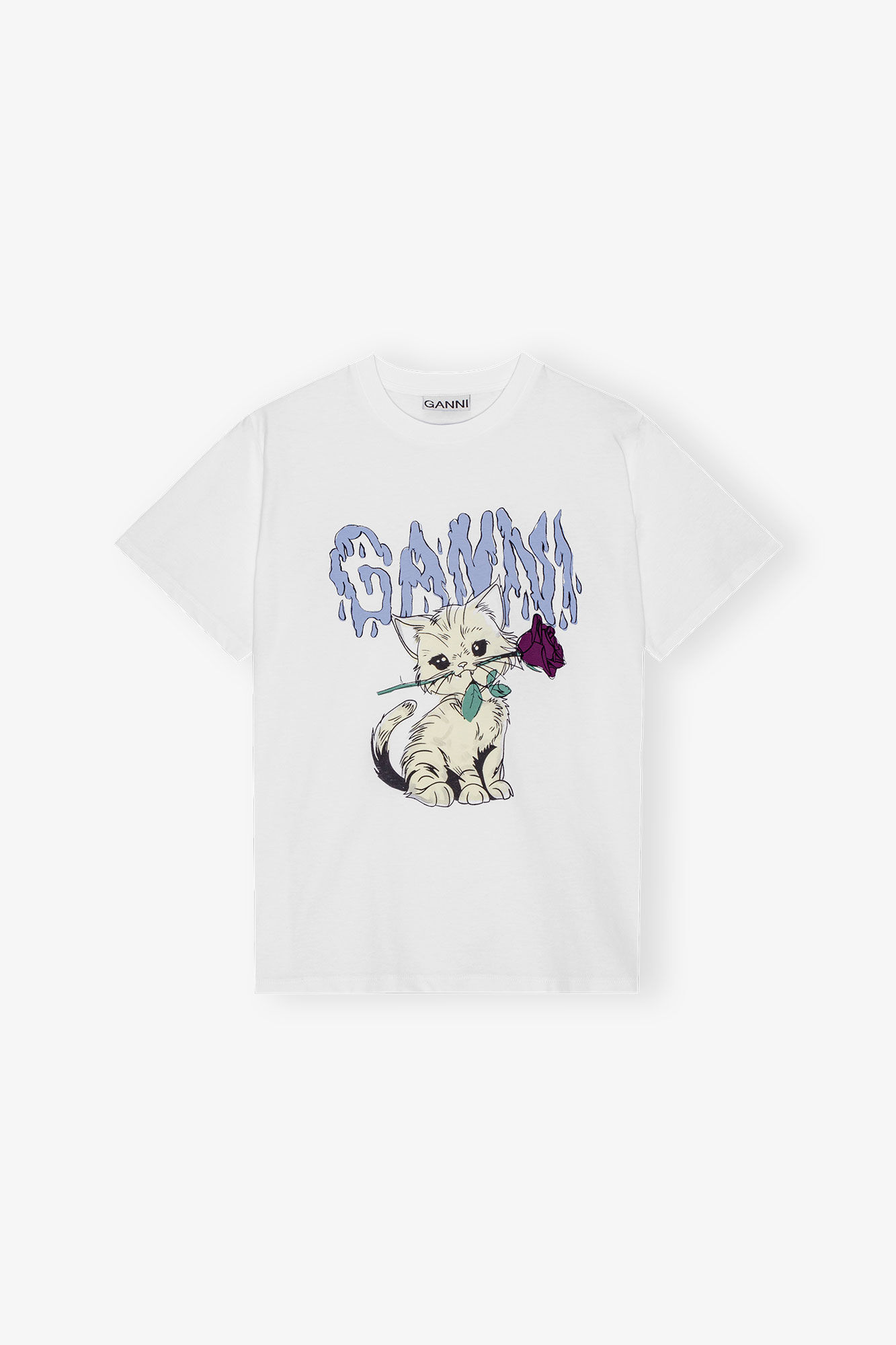 Bright White Relaxed Cat T-shirt | GANNI US
