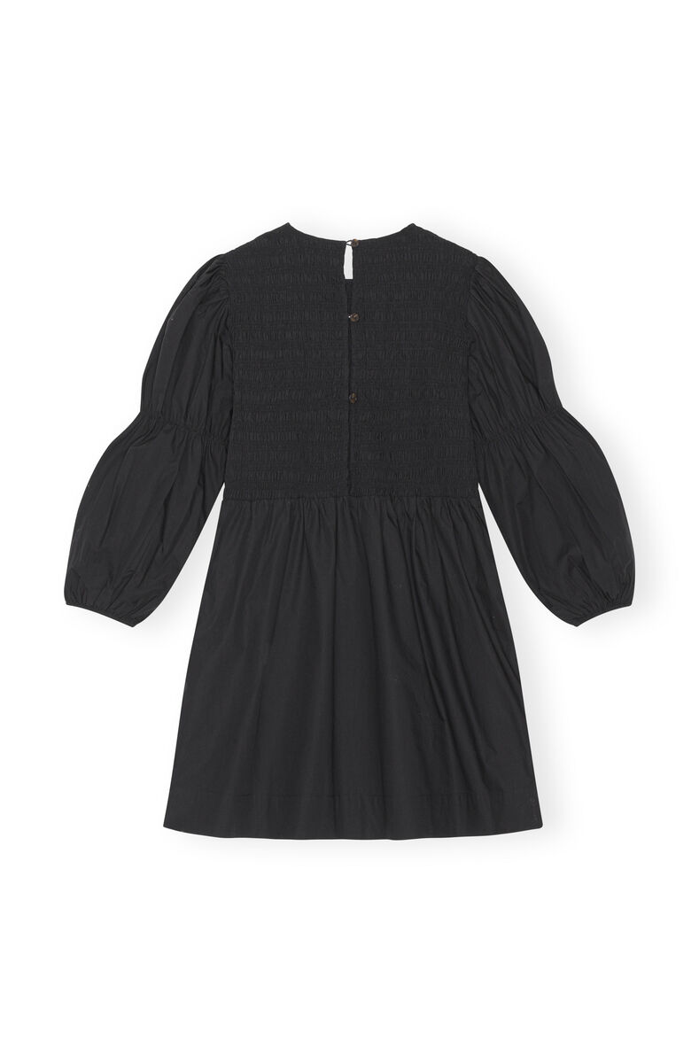 Black Cotton Poplin Smock Mini Dress, Cotton, in colour Black - 2 - GANNI