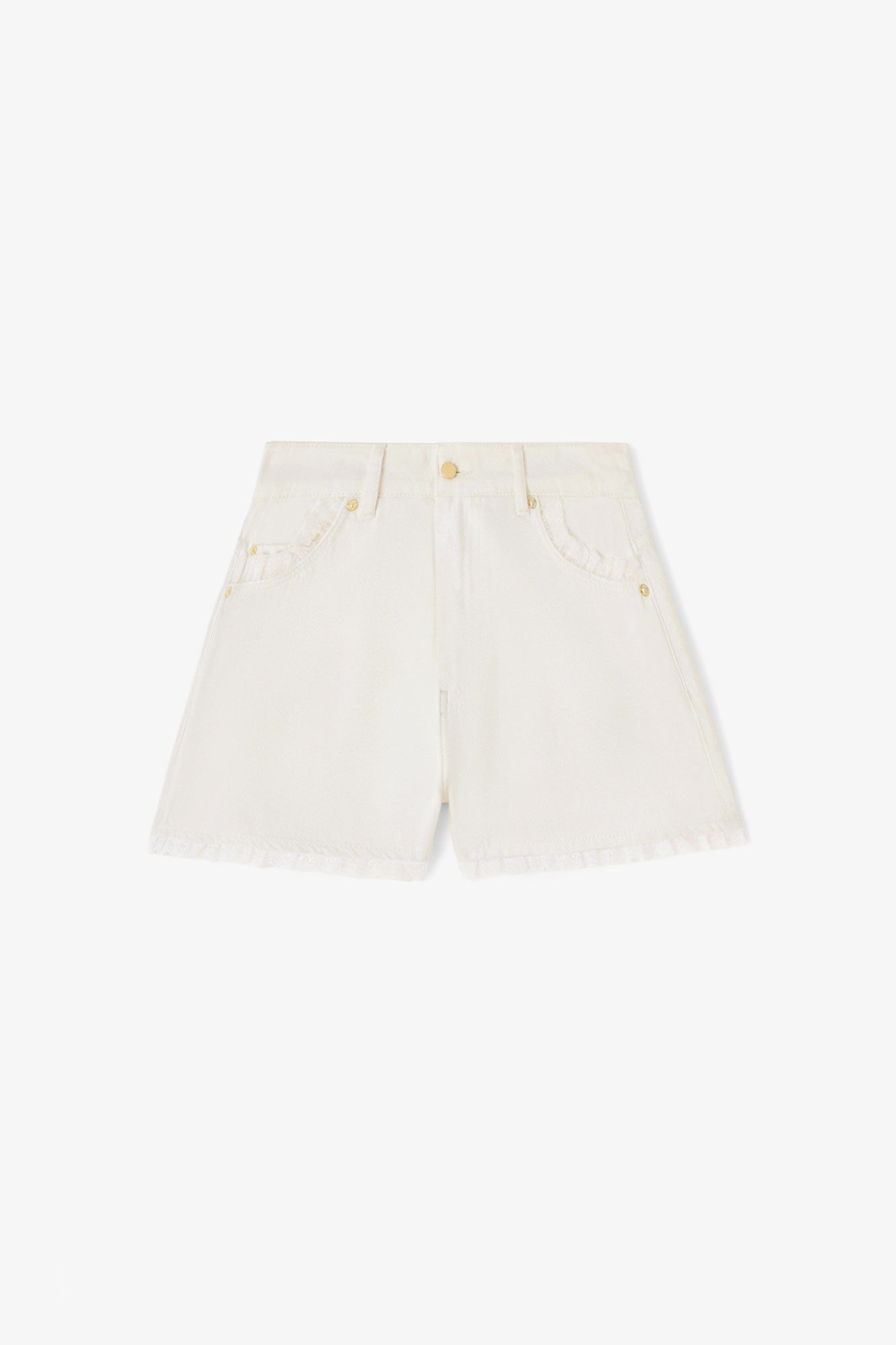 Shorts in White Denim, Organic Cotton, in colour Bright White - 1 - GANNI