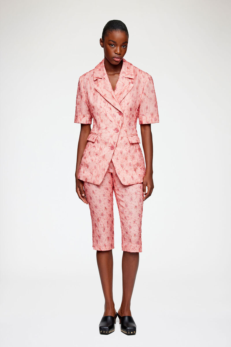 Capri Trousers in Shibori Organza, Recycled Polyester, in colour Lantana - 1 - GANNI