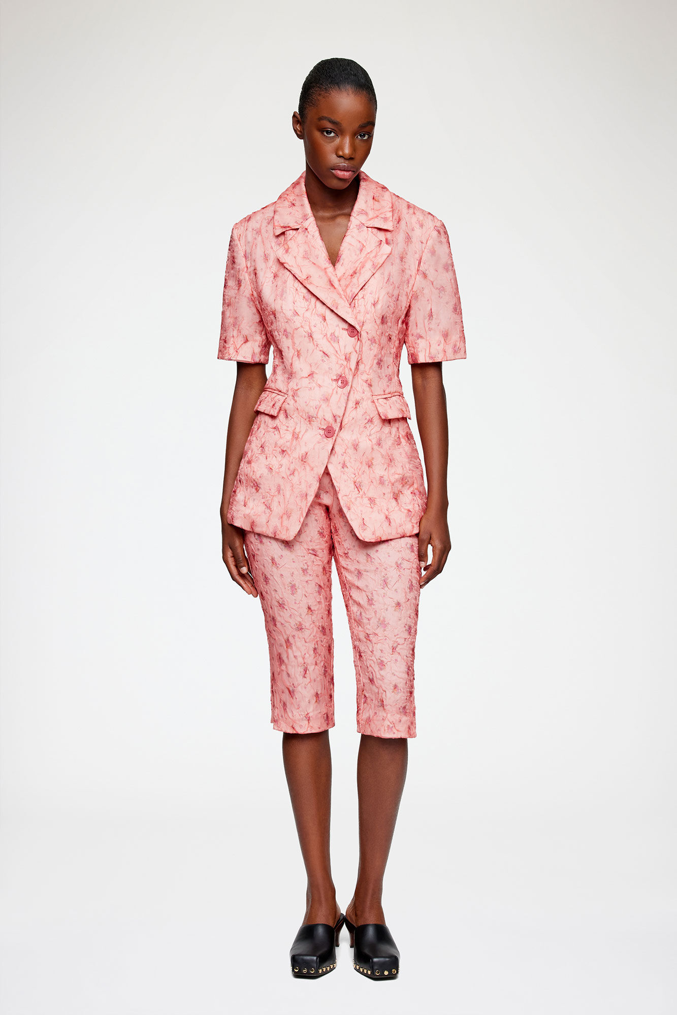 Capri Trousers in Shibori Organza, Recycled Polyester, in colour Lantana - 1 - GANNI