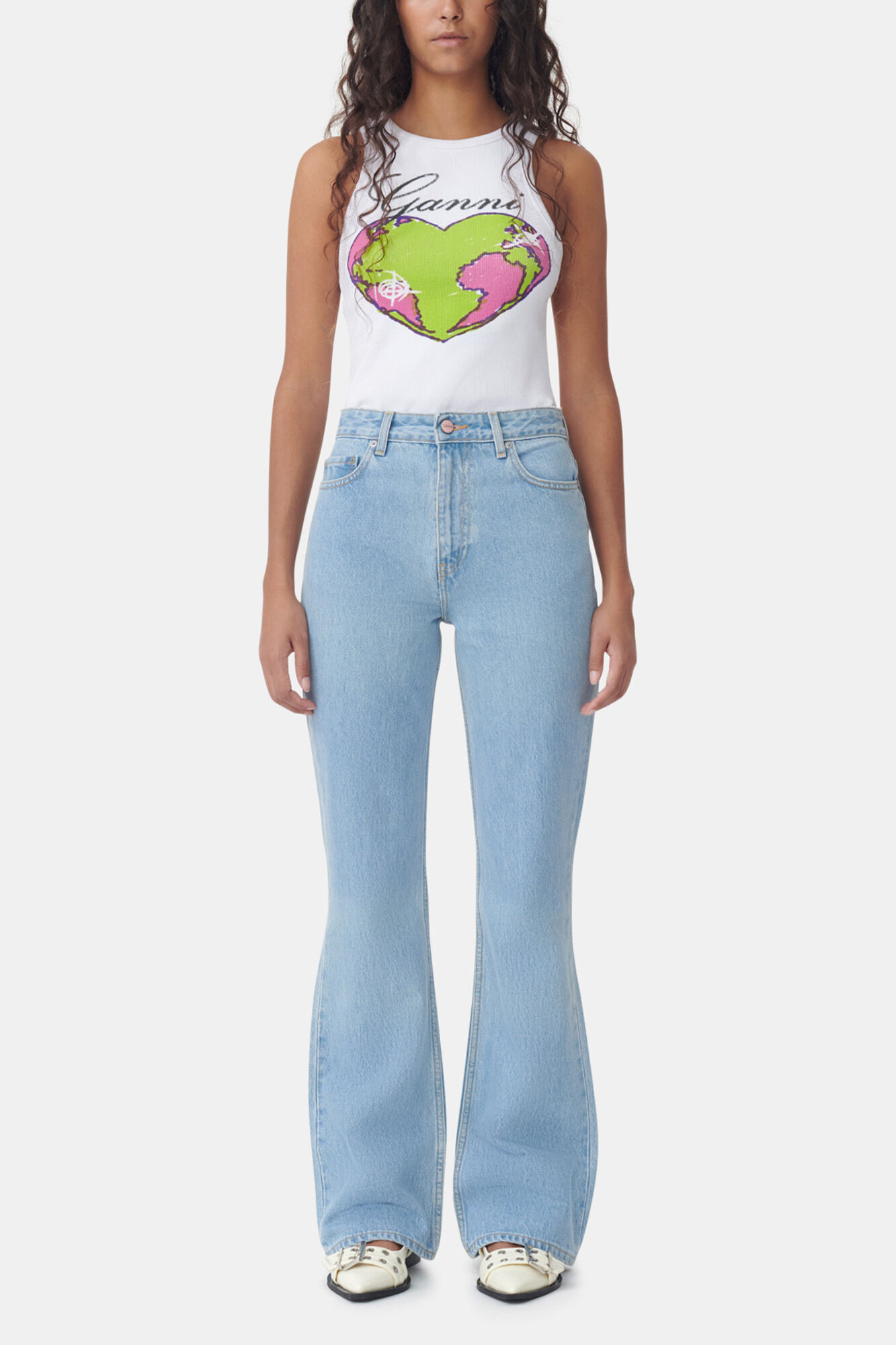 Light Blue Stone Betzy Jeans | GANNI (Global)