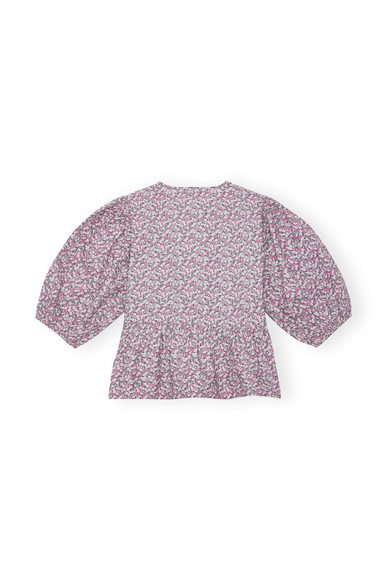 Floral Cotton Poplin Blouse, Cotton, in colour Frost Gray - 2 - GANNI