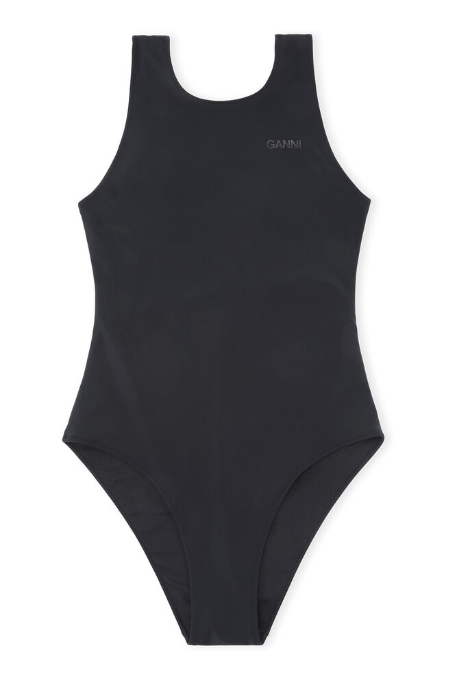Recycled Solid Core Recycled Core Solid Sporty Swimsuit, Black
