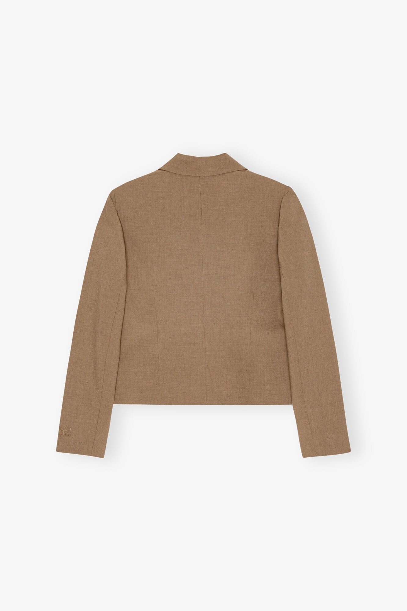 Brown Drapey Melange Fitted Blazer, Elastane, in colour Tiger's Eye - 2 - GANNI