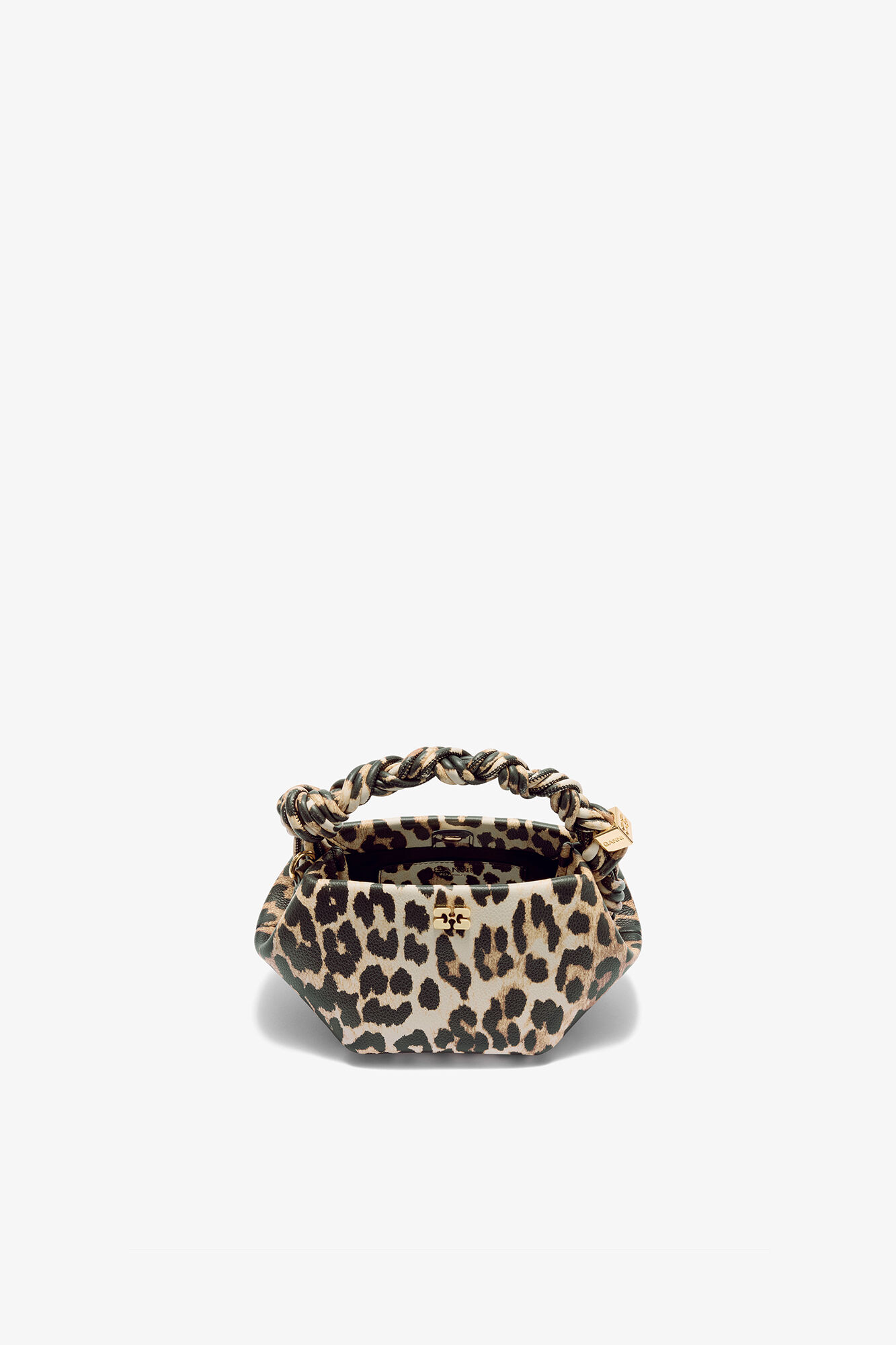 Leopard Grained Mini Bou Bag, Recycled Polyester, in colour Almond Milk - 4 - GANNI