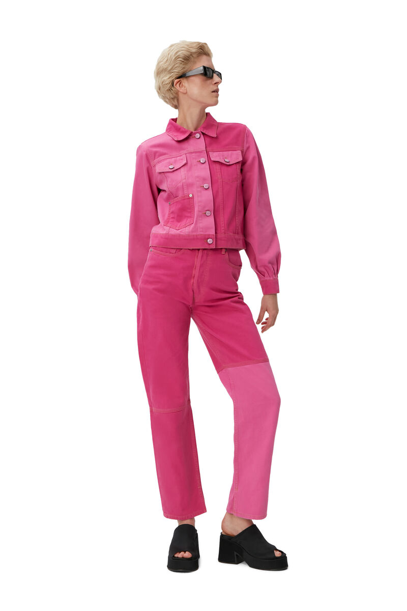 Figni Jeans, Cotton, in colour Phlox Pink - 1 - GANNI