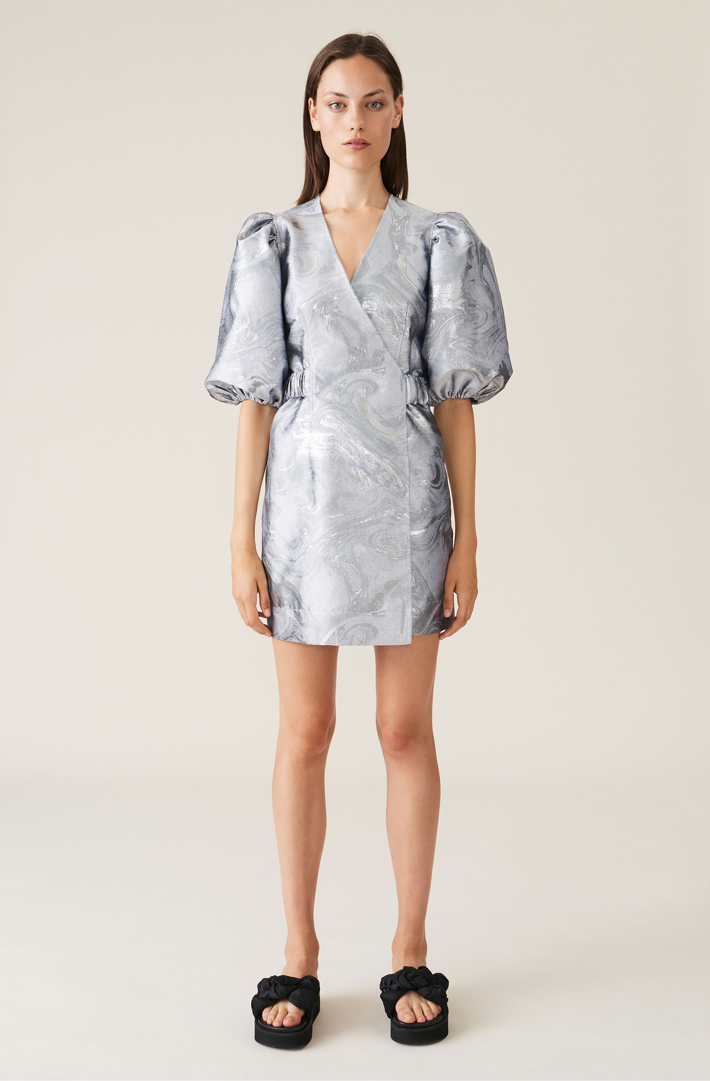 Ganni jacquard wrap dress clearance