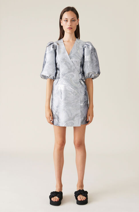 ganni metallic jacquard dress Rent Ganni Metallic Dress UK 12