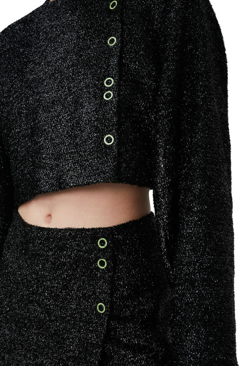 Sparkle Cropped Blazer, in colour Black - 4 - GANNI