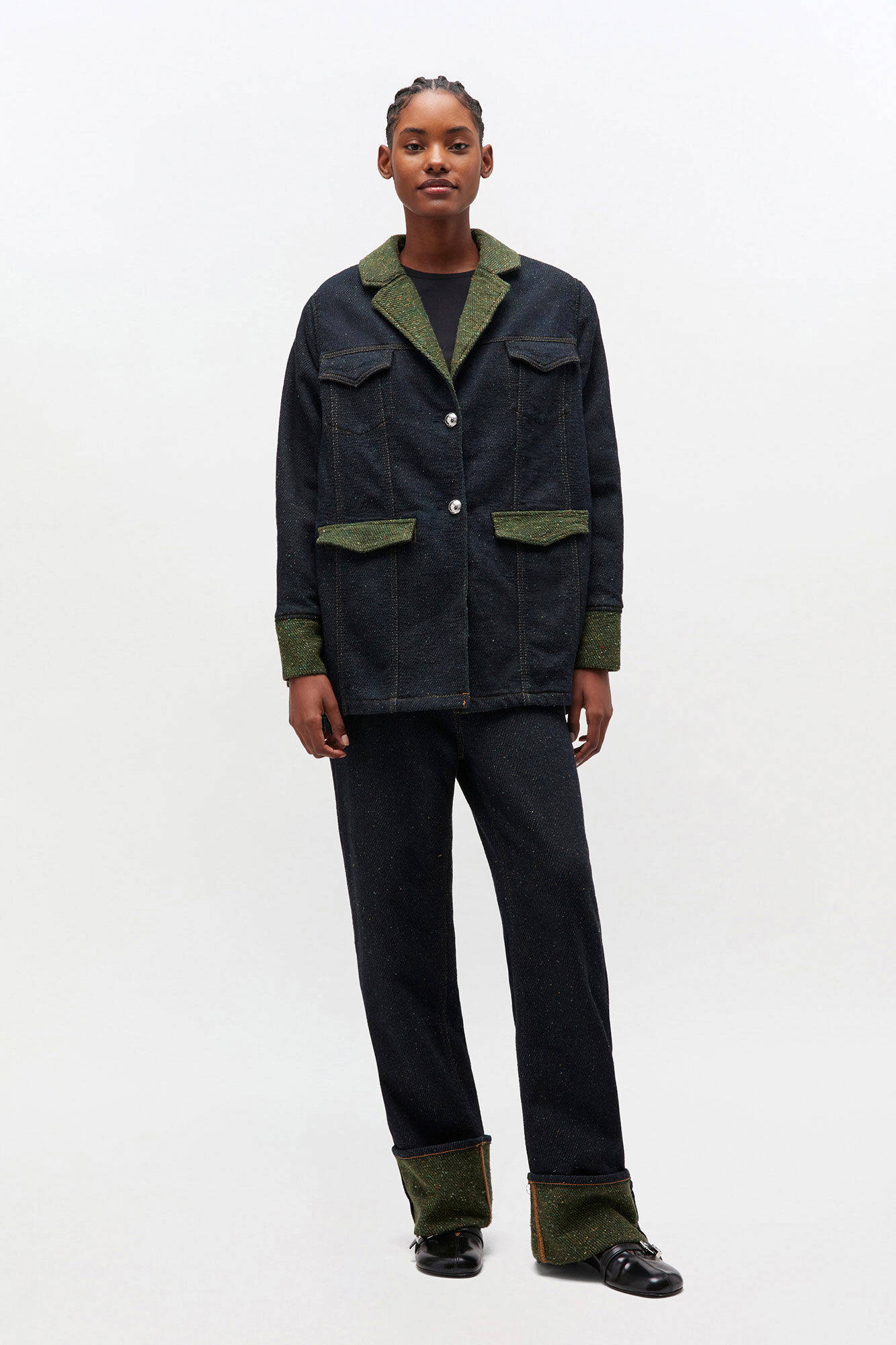Twill Denim Baggy Jeans, Organic Cotton, in colour Phantom - 1 - GANNI
