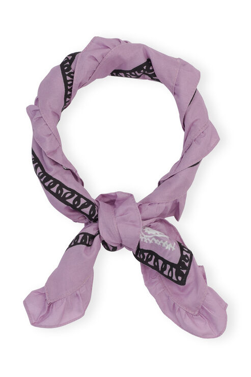 Ganni Bandana-print Organic-cotton Scarf In Winsome Orchid