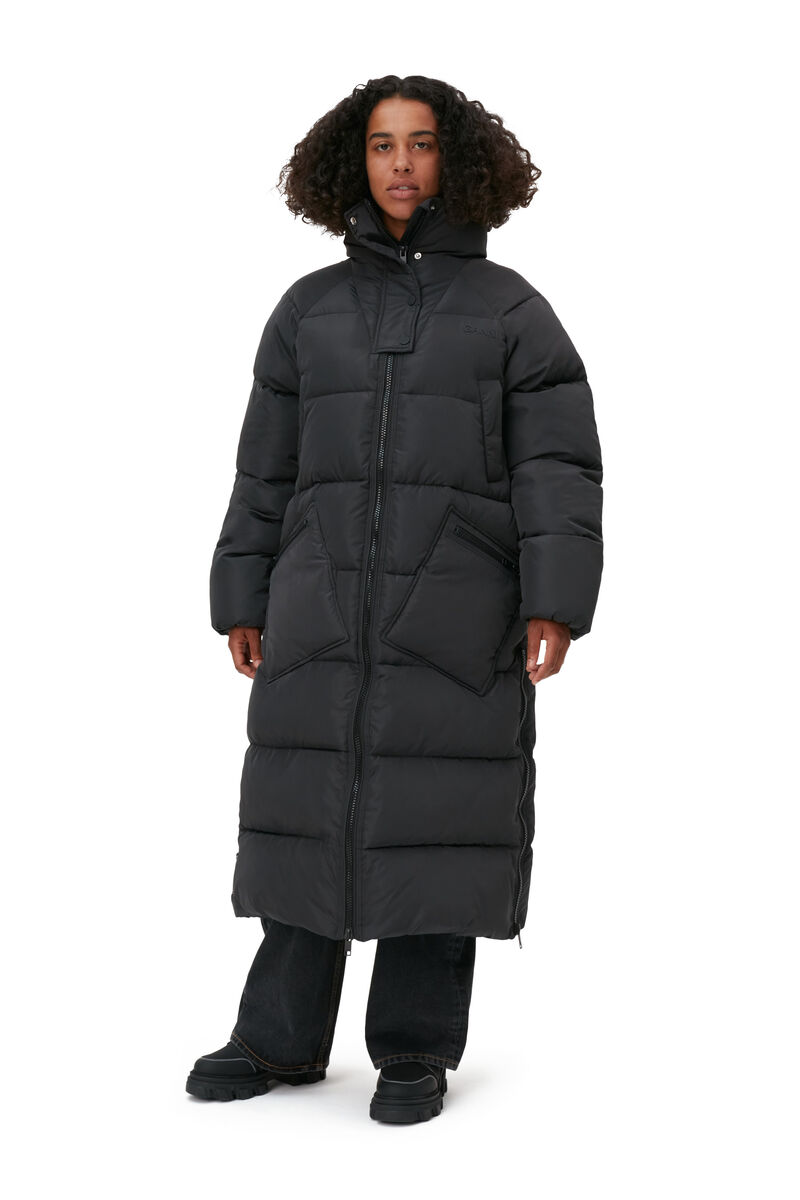 Tech-Puffer-Mantel mit Oversize-Passform, Recycled Polyester, in colour Phantom - 1 - GANNI
