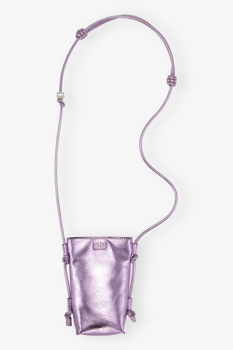 Pink Metallic GANNI Bou Crossbody Bag, Polyester, in colour Pink Lavender - 1 - GANNI