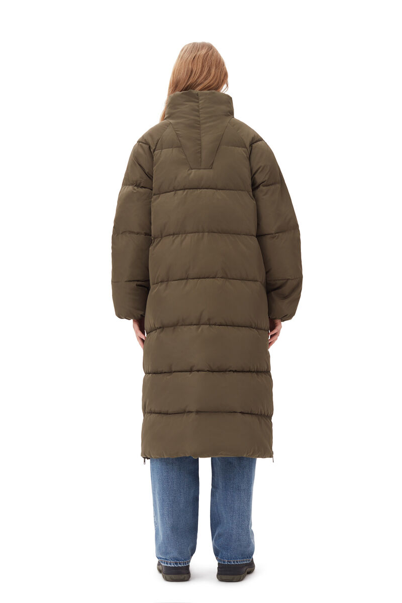 Oversized Tech Puffer Coat, Recycled Polyester, in colour Kalamata - 4 - GANNI