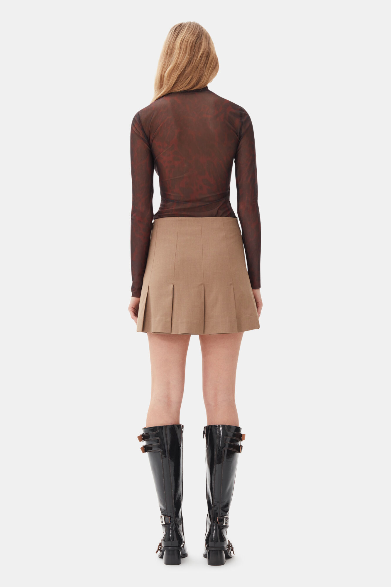 Brown Drapey Melange Mini Skirt | GANNI